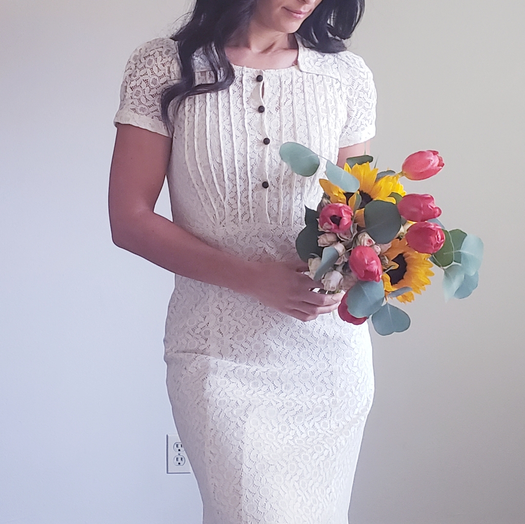 1930s 1940s White Cream Vintage Lace Dress